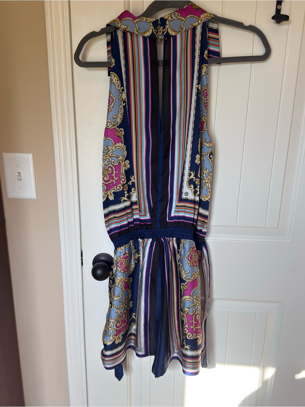 Cache Navy & Pink Striped Baroque Print Sleeveless Mini Dress - Picture 5 of 7
